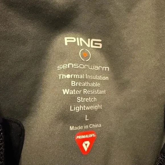 Ping Lg Norse Primaloft Zoned Black Full Zip Golf Jacket Wtr Resist Thermal FLAW - Picture 2 of 16